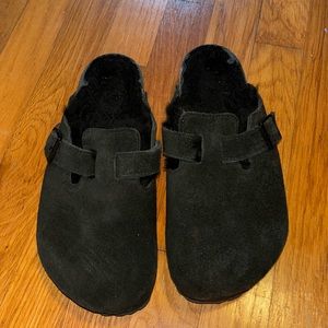 Black Birkenstock Boston Shearling Fur Clog Size 7-7.5 38